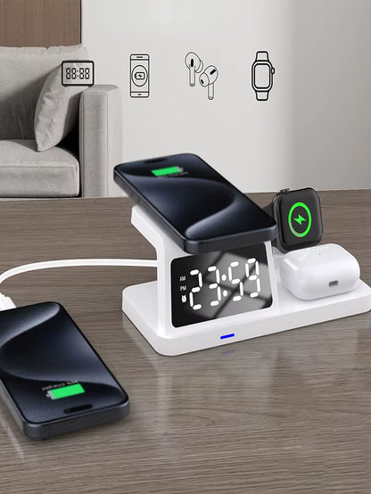 PowerHub Pro 3-in-1: Fast Wireless Charger, Smart Clock & Alarm – All in One Sleek Device